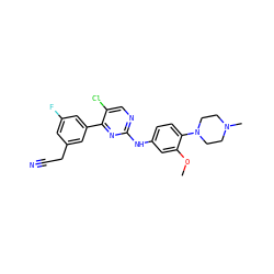 COc1cc(Nc2ncc(Cl)c(-c3cc(F)cc(CC#N)c3)n2)ccc1N1CCN(C)CC1 ZINC000096272922