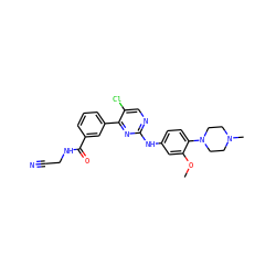 COc1cc(Nc2ncc(Cl)c(-c3cccc(C(=O)NCC#N)c3)n2)ccc1N1CCN(C)CC1 ZINC000096272917