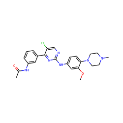 COc1cc(Nc2ncc(Cl)c(-c3cccc(NC(C)=O)c3)n2)ccc1N1CCN(C)CC1 ZINC000096272939