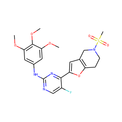 COc1cc(Nc2ncc(F)c(-c3cc4c(o3)CCN(S(C)(=O)=O)C4)n2)cc(OC)c1OC ZINC000205925726
