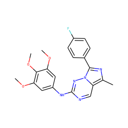 COc1cc(Nc2ncc3c(C)nc(-c4ccc(F)cc4)n3n2)cc(OC)c1OC ZINC000038346622