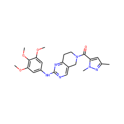 COc1cc(Nc2ncc3c(n2)CCN(C(=O)c2cc(C)nn2C)C3)cc(OC)c1OC ZINC001772628673