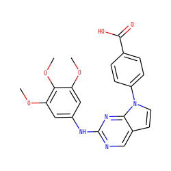 COc1cc(Nc2ncc3ccn(-c4ccc(C(=O)O)cc4)c3n2)cc(OC)c1OC ZINC000036348768