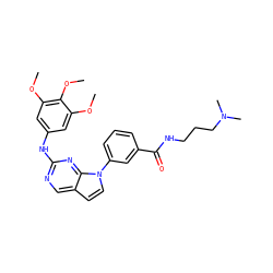 COc1cc(Nc2ncc3ccn(-c4cccc(C(=O)NCCCN(C)C)c4)c3n2)cc(OC)c1OC ZINC000034534380