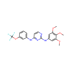 COc1cc(Nc2nccc(Nc3cccc(OC(F)(F)F)c3)n2)cc(OC)c1OC ZINC000071329621
