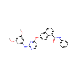 COc1cc(Nc2nccc(Oc3ccc4c(C(=O)Nc5ccccc5)cccc4c3)n2)cc(OC)c1 ZINC000653784945