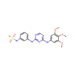 COc1cc(Nc2ncnc(Nc3cccc(NS(C)(=O)=O)c3)n2)cc(OC)c1OC ZINC000096273901
