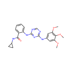 COc1cc(Nc2ncnc(Nc3ccccc3C(=O)NC3CC3)n2)cc(OC)c1OC ZINC000096273921