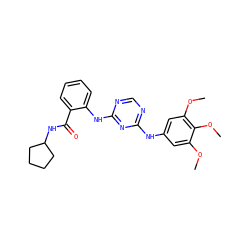 COc1cc(Nc2ncnc(Nc3ccccc3C(=O)NC3CCCC3)n2)cc(OC)c1OC ZINC000096273919