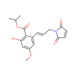 COc1cc(O)c(C(=O)OC(C)C)c(/C=C/CN2C(=O)C=CC2=O)c1 ZINC000299828091