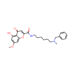 COc1cc(O)c2c(=O)cc(C(=O)NCCCCCCN(C)Cc3ccccc3)oc2c1 ZINC000299856636