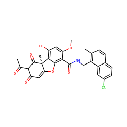 COc1cc(O)c2c(c1C(=O)NCc1c(C)ccc3ccc(Cl)cc13)OC1=CC(=O)C(C(C)=O)C(=O)[C@]12C ZINC000101510969