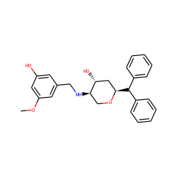 COc1cc(O)cc(CN[C@@H]2CO[C@H](C(c3ccccc3)c3ccccc3)C[C@H]2O)c1 ZINC000299865060