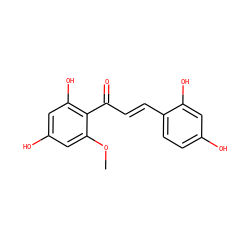 COc1cc(O)cc(O)c1C(=O)/C=C/c1ccc(O)cc1O ZINC000028713588