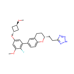 COc1cc(O[C@H]2C[C@H](OC)C2)cc(-c2ccc3c(c2)CC[C@H](CCc2nn[nH]n2)O3)c1F ZINC001772646362