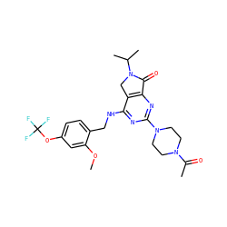 COc1cc(OC(F)(F)F)ccc1CNc1nc(N2CCN(C(C)=O)CC2)nc2c1CN(C(C)C)C2=O ZINC000084633398