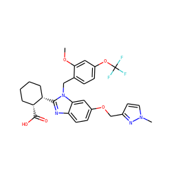 COc1cc(OC(F)(F)F)ccc1Cn1c([C@H]2CCCC[C@H]2C(=O)O)nc2ccc(OCc3ccn(C)n3)cc21 ZINC000218329674