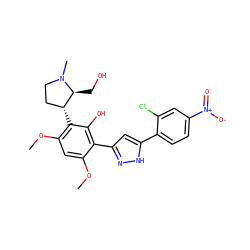 COc1cc(OC)c([C@@H]2CCN(C)[C@H]2CO)c(O)c1-c1cc(-c2ccc([N+](=O)[O-])cc2Cl)[nH]n1 ZINC000058563888
