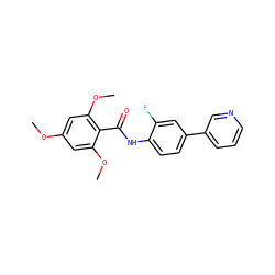 COc1cc(OC)c(C(=O)Nc2ccc(-c3cccnc3)cc2F)c(OC)c1 ZINC000299832124