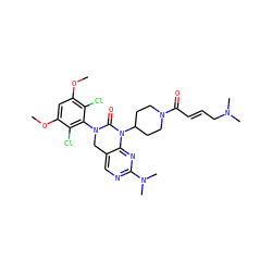 COc1cc(OC)c(Cl)c(N2Cc3cnc(N(C)C)nc3N(C3CCN(C(=O)/C=C/CN(C)C)CC3)C2=O)c1Cl ZINC001772629155