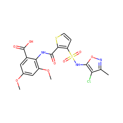 COc1cc(OC)c(NC(=O)c2sccc2S(=O)(=O)Nc2onc(C)c2Cl)c(C(=O)O)c1 ZINC000029413564