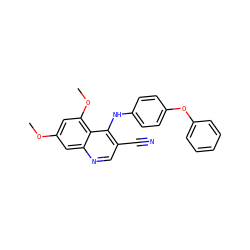 COc1cc(OC)c2c(Nc3ccc(Oc4ccccc4)cc3)c(C#N)cnc2c1 ZINC000026721746