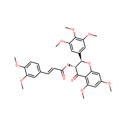 COc1cc(OC)c2c(c1)O[C@H](c1cc(OC)c(OC)c(OC)c1)[C@@H](OC(=O)/C=C/c1ccc(OC)c(OC)c1)C2=O ZINC000473124815