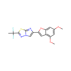COc1cc(OC)c2cc(-c3cn4nc(C(C)(F)F)sc4n3)oc2c1 ZINC000653758326