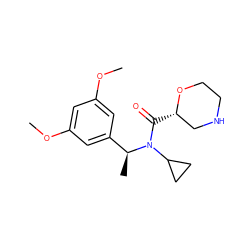 COc1cc(OC)cc([C@H](C)N(C(=O)[C@H]2CNCCO2)C2CC2)c1 ZINC000220202527