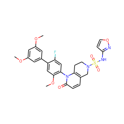 COc1cc(OC)cc(-c2cc(OC)c(-n3c4c(ccc3=O)CN(S(=O)(=O)Nc3ccon3)CC4)cc2F)c1 ZINC001772570434