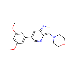 COc1cc(OC)cc(-c2cnc3c(N4CCOCC4)snc3c2)c1 ZINC000223271953