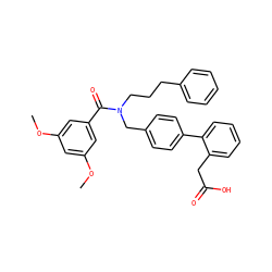 COc1cc(OC)cc(C(=O)N(CCCc2ccccc2)Cc2ccc(-c3ccccc3CC(=O)O)cc2)c1 ZINC000114430778
