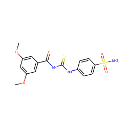 COc1cc(OC)cc(C(=O)NC(=S)Nc2ccc(S(N)(=O)=O)cc2)c1 ZINC000002830174