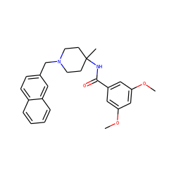 COc1cc(OC)cc(C(=O)NC2(C)CCN(Cc3ccc4ccccc4c3)CC2)c1 ZINC000036351869