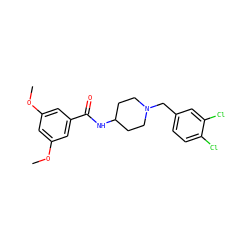 COc1cc(OC)cc(C(=O)NC2CCN(Cc3ccc(Cl)c(Cl)c3)CC2)c1 ZINC000036351803