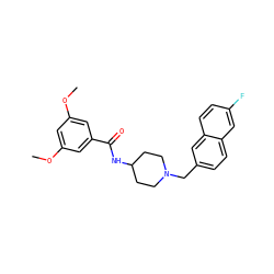 COc1cc(OC)cc(C(=O)NC2CCN(Cc3ccc4cc(F)ccc4c3)CC2)c1 ZINC000036351711