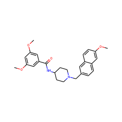 COc1cc(OC)cc(C(=O)NC2CCN(Cc3ccc4cc(OC)ccc4c3)CC2)c1 ZINC000038149889