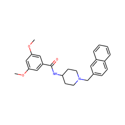 COc1cc(OC)cc(C(=O)NC2CCN(Cc3ccc4ccccc4c3)CC2)c1 ZINC000038149888
