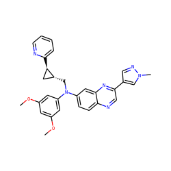 COc1cc(OC)cc(N(C[C@@H]2C[C@H]2c2ccccn2)c2ccc3ncc(-c4cnn(C)c4)nc3c2)c1 ZINC000219380376