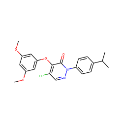 COc1cc(OC)cc(Oc2c(Cl)cnn(-c3ccc(C(C)C)cc3)c2=O)c1 ZINC000066123687
