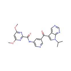 COc1cc(OC)nc(C(=O)Nc2cncc(C(=O)c3cn(C(C)C)c4ncncc34)c2)n1 ZINC000169707983