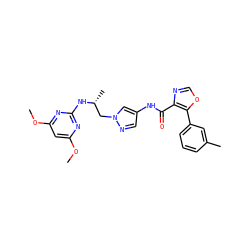 COc1cc(OC)nc(N[C@H](C)Cn2cc(NC(=O)c3ncoc3-c3cccc(C)c3)cn2)n1 ZINC000201555980