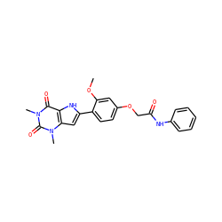 COc1cc(OCC(=O)Nc2ccccc2)ccc1-c1cc2c([nH]1)c(=O)n(C)c(=O)n2C ZINC000013678798
