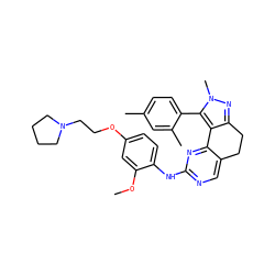 COc1cc(OCCN2CCCC2)ccc1Nc1ncc2c(n1)-c1c(nn(C)c1-c1ccc(C)cc1C)CC2 ZINC000169702198