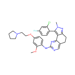 COc1cc(OCCN2CCCC2)ccc1Nc1ncc2c(n1)-c1c(nn(C)c1-c1ccc(F)cc1Cl)CC2 ZINC000169702248