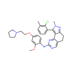 COc1cc(OCCN2CCCC2)ccc1Nc1ncc2c(n1)-c1c(nn(C)c1-c1cccc(C)c1Cl)CC2 ZINC000169702245