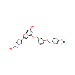 COc1cc(OCc2cccc(OCc3ccc(OC(F)(F)F)cc3)c2)c2cc(-c3cn4nc(OC)sc4n3)oc2c1 ZINC000653673719
