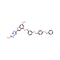 COc1cc(OCc2cccc(OCc3ccc(OCc4ccccc4)cc3)c2)c2cc(-c3cn4nc(OC)sc4n3)oc2c1 ZINC000653670142
