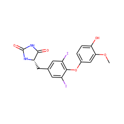 COc1cc(Oc2c(I)cc(C[C@@H]3NC(=O)NC3=O)cc2I)ccc1O ZINC000029123881