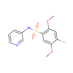 COc1cc(S(=O)(=O)Nc2cccnc2)c(OC)cc1Cl ZINC000000384639